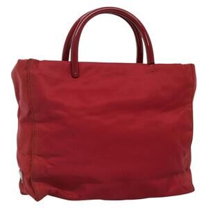 PRADA Tote Bag Nylon Red Silver